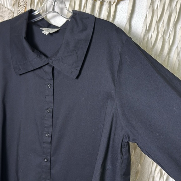 INAE Collection Lagenlook Black Tab Sleeve Wide Collar A-Line Tunic Top Large - Picture 6 of 11